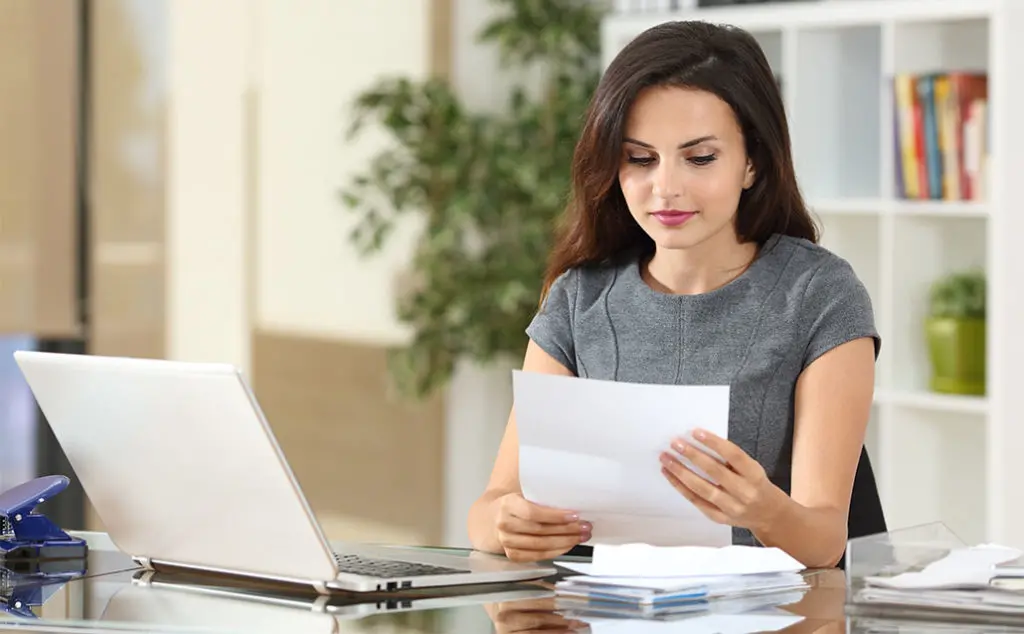 Woman checks her echannel documents